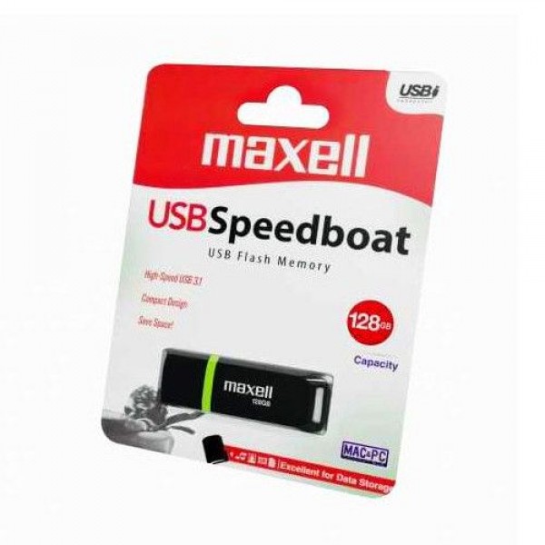 Maxell USB 3.1 Gen1 128GB Stick Flash Drive Speedboat Black